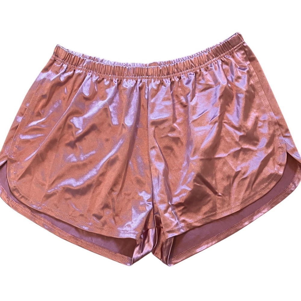 SHEIN Women Rose Pink Satin Dolphin Shorts Elastic Waist Size 2XL Loungewear